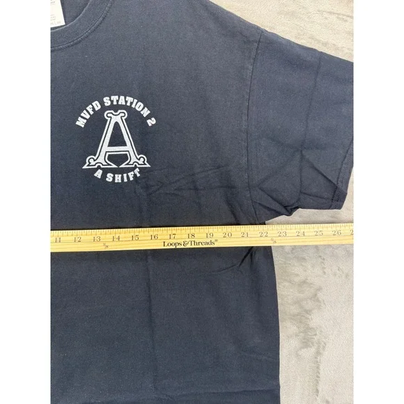VTG Gildan MVFD Station 2 A Shift Black Cloud Firefighter Graphic T-Shirt  XL - Picture 4 of 7